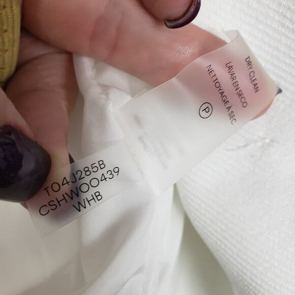 Calvin Klein Women's 6 Petite Black Trim White Blazer Jacket Old Money Aesthetic - Picture 7 of 8